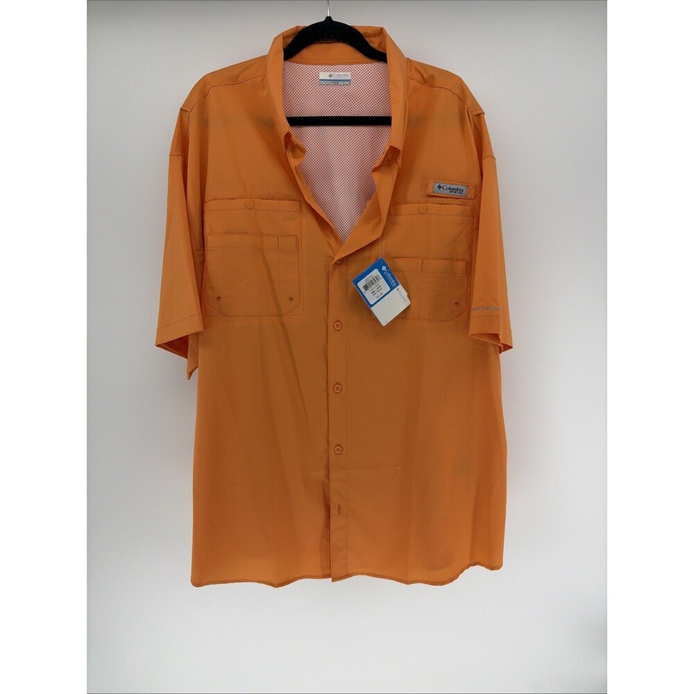 NWT Columbia PFG Tamiami II Short Sleeve Shirt UPF 40 Ventilated XXL Orange